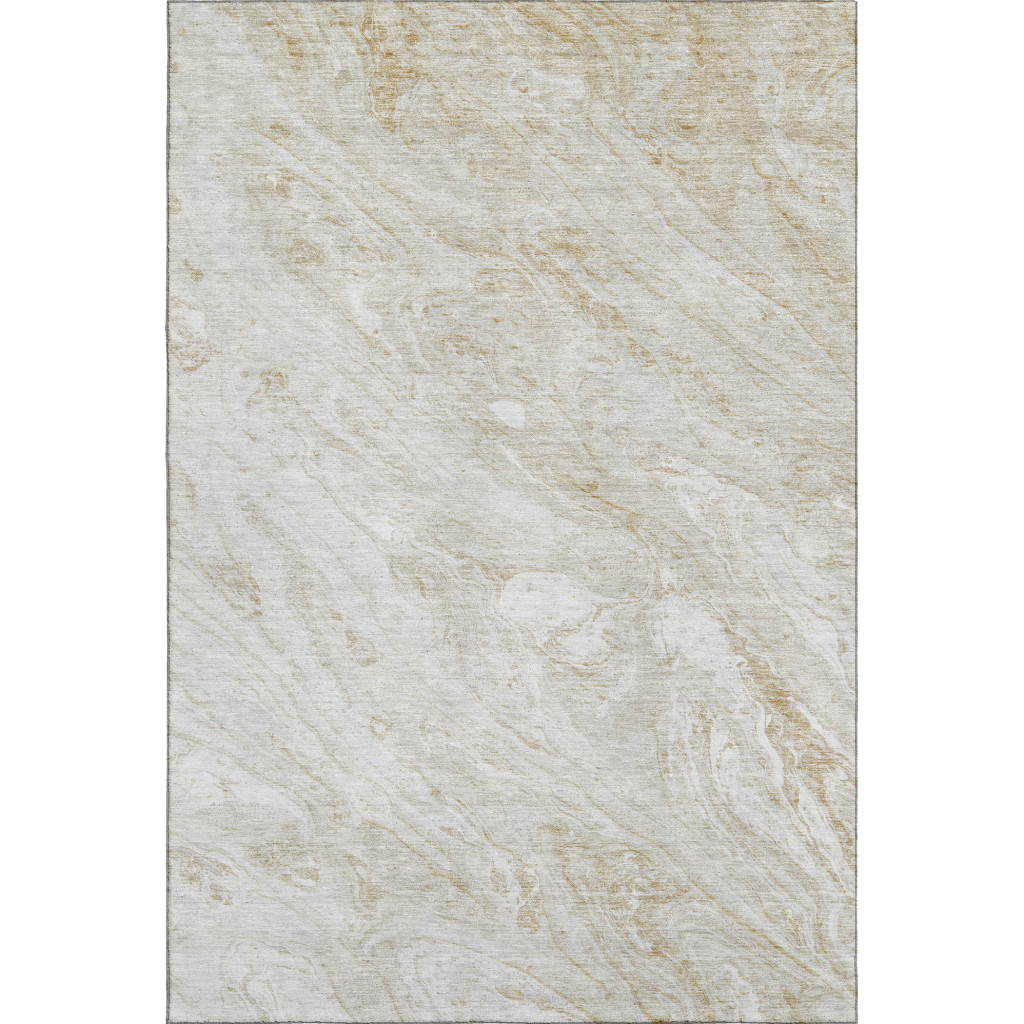 653456 8 x 10 ft. Ivory & Beige Abstract Transitional Washable Machine Made Rectangle Area Rug with UV Protection