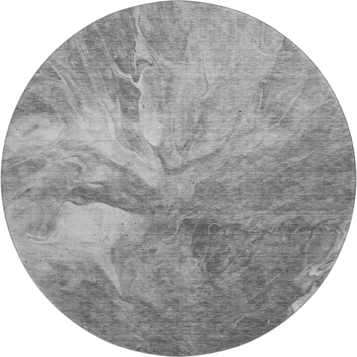 653491 8 ft. Gray & Ivory Abstract Transitional Washable Round Area Rug with UV Protection