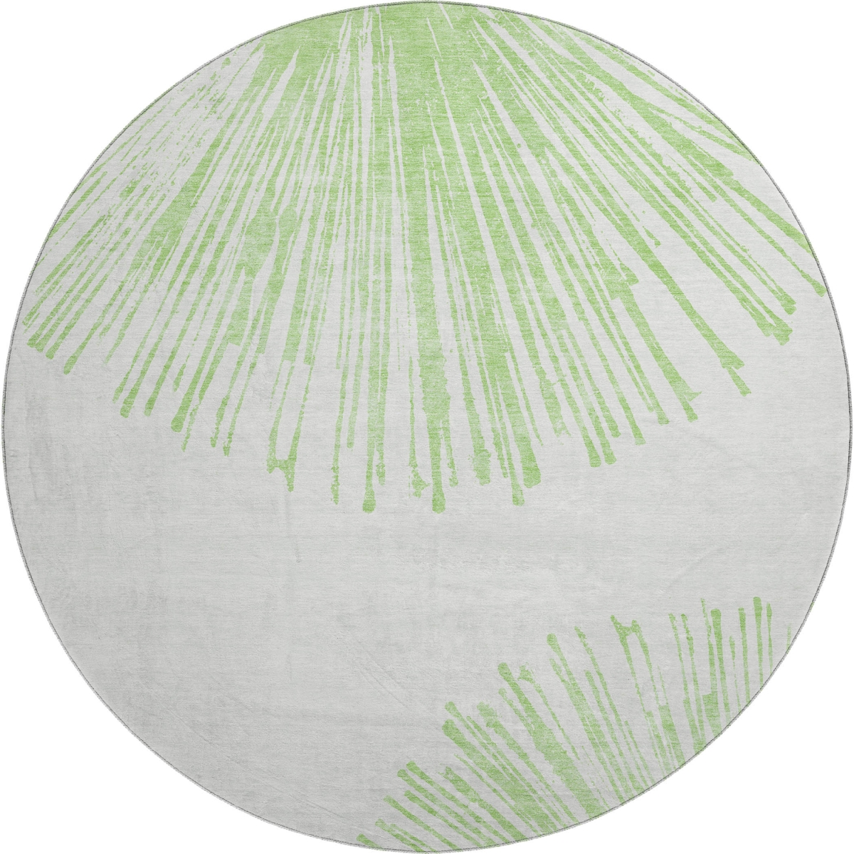 653515 8 ft. Artichoke Green & Ivory Abstract Transitional Washable Round Area Rug with UV Protection