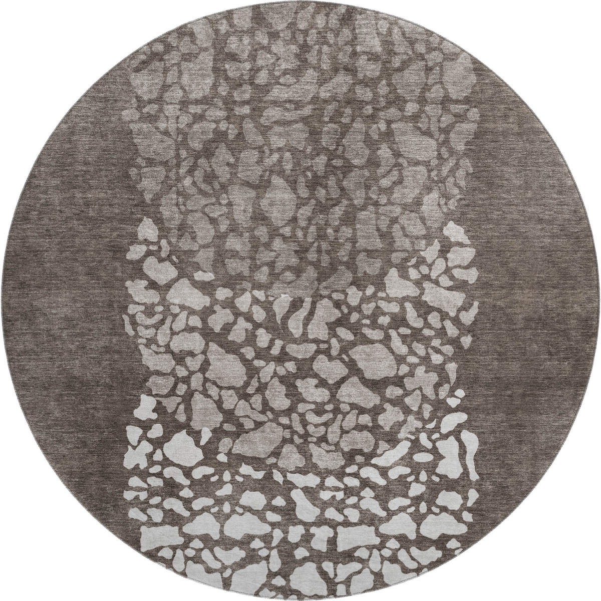 653605 8 ft. Taupe & Ivory Abstract Transitional Washable Round Area Rug with UV Protection
