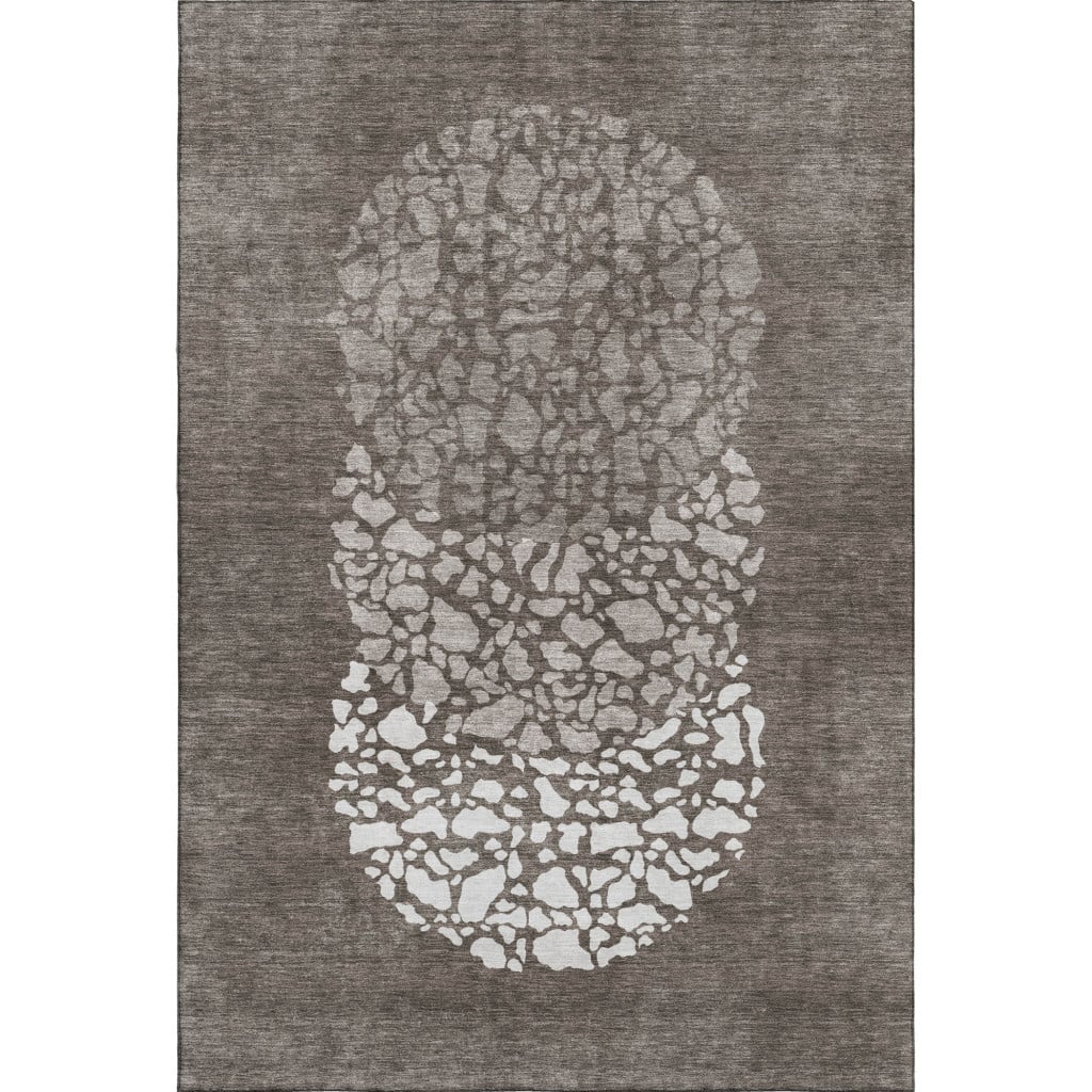 653606 8 x 10 ft. Taupe & Ivory Abstract Transitional Washable Machine Made Rectangle Area Rug with UV Protection