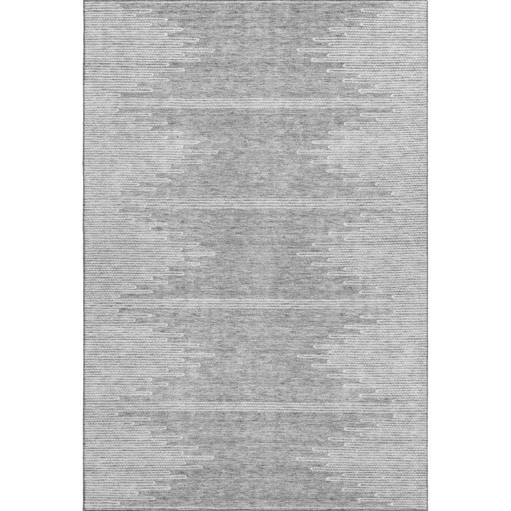653703 5 x 8 ft. Gray & Ivory Abstract Transitional Washable Machine Made Rectangle Area Rug with UV Protection
