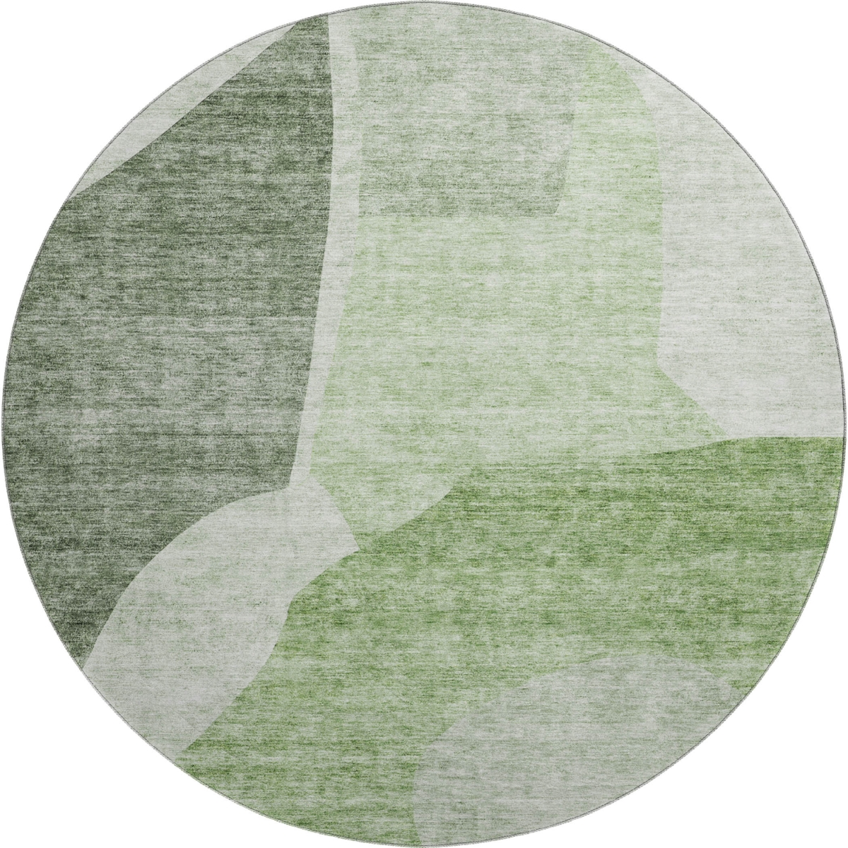 655243 8 ft. Artichoke Green & Ivory Abstract Transitional Washable Round Area Rug with UV Protection