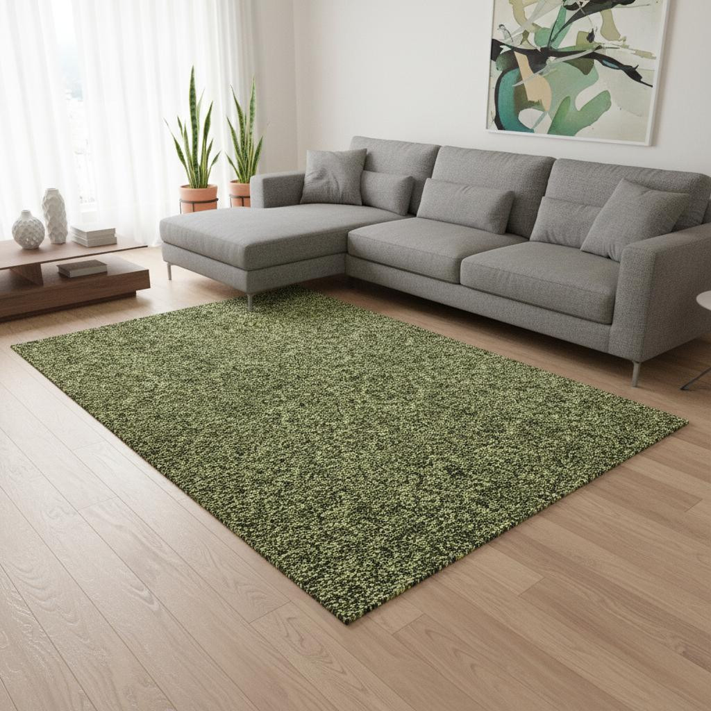 655078 10 x 14 ft. Olive Green & Charcoal Floral Washable Machine Made Rectangle Area Rug with UV Protection