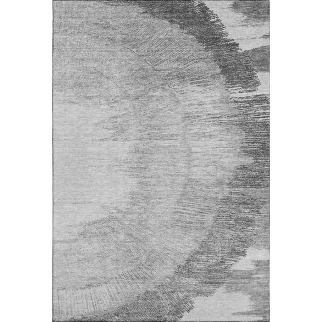 653755 10 x 14 ft. Gray & Ivory Woodland Lodge Transitional Washable Machine Made Rectangle Area Rug with UV Protection