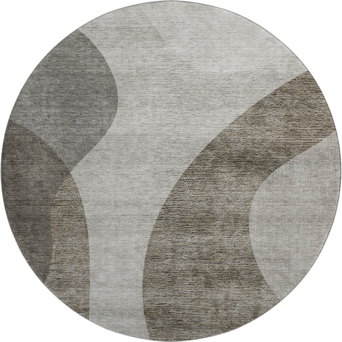 654853 8 ft. Taupe & Beige Geometric Transitional Washable Round Area Rug with UV Protection