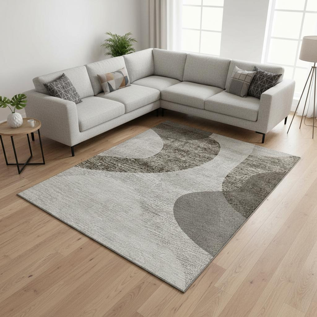 654855 9 x 12 ft. Taupe & Beige Geometric Transitional Washable Machine Made Rectangle Area Rug with UV Protection