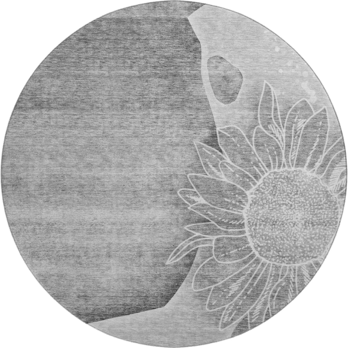 656798 8 ft. Gray & Silver Floral Transitional Washable Round Area Rug with UV Protection