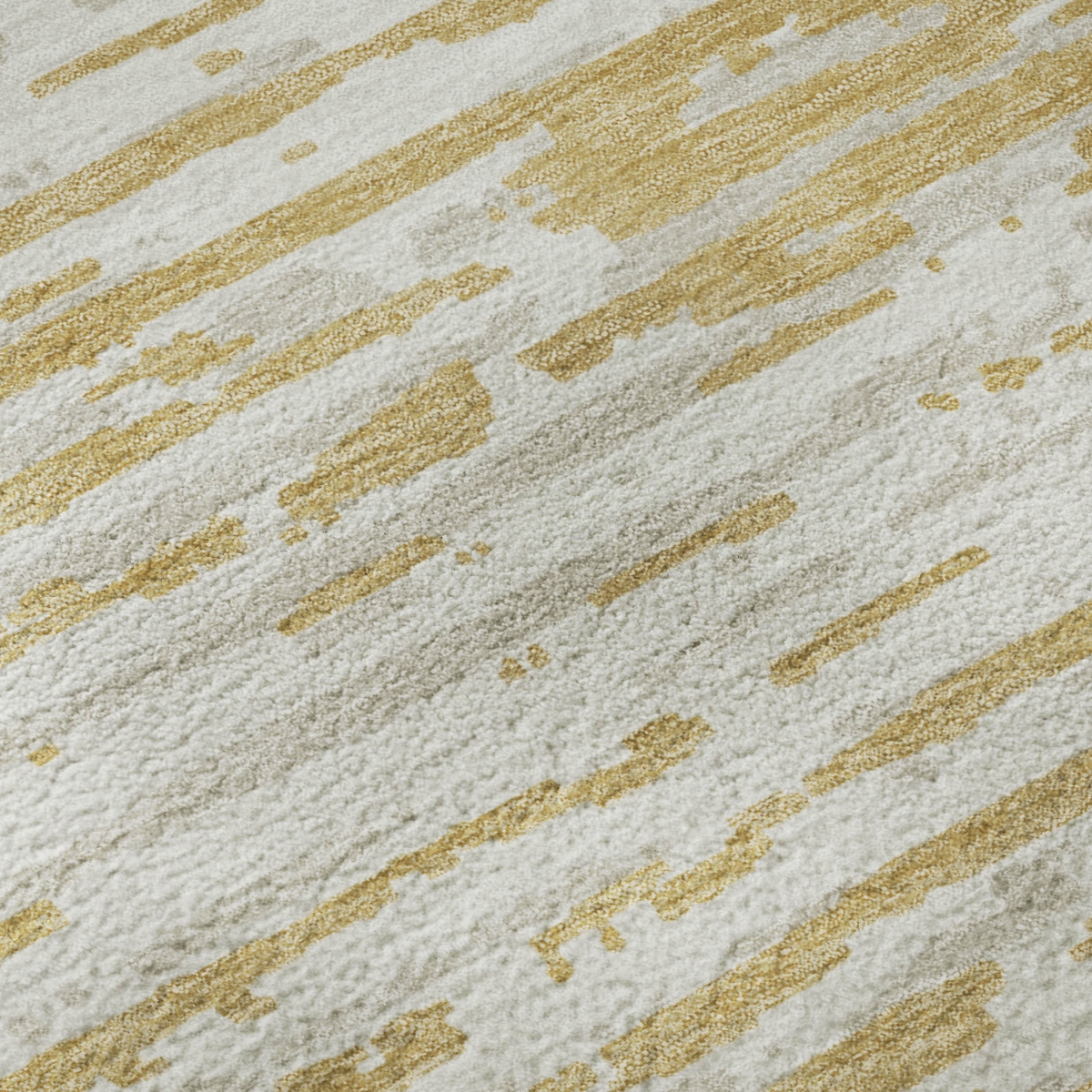670549 10 x 14 ft. Gold & Ivory Striped Transitional Washable Machine Made Rectangle Area Rug with UV Protection
