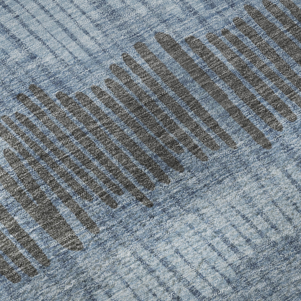 670614 8 x 10 ft. Blue, Ivory & Gray Striped Transitional Washable Machine Made Rectangle Area Rug with UV Protection