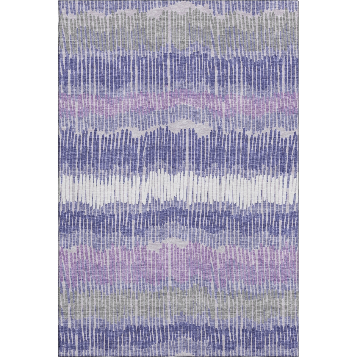 670666 5 x 8 ft. Purple, Ivory & Gray Striped Transitional Washable Machine Made Rectangle Area Rug with UV Protection