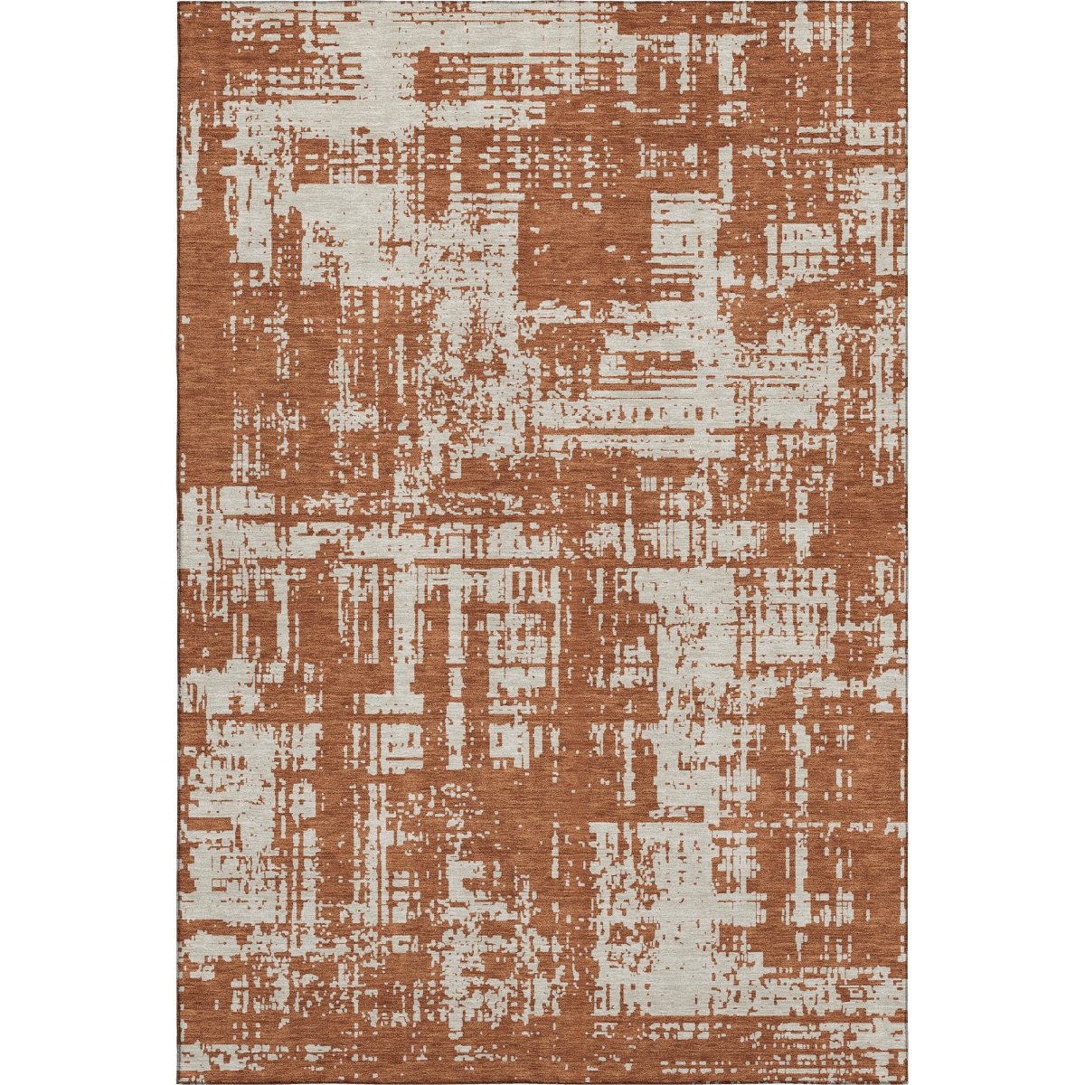 671168 10 x 14 ft. Rust & Beige Abstract Transitional Washable Machine Made Rectangle Area Rug with UV Protection