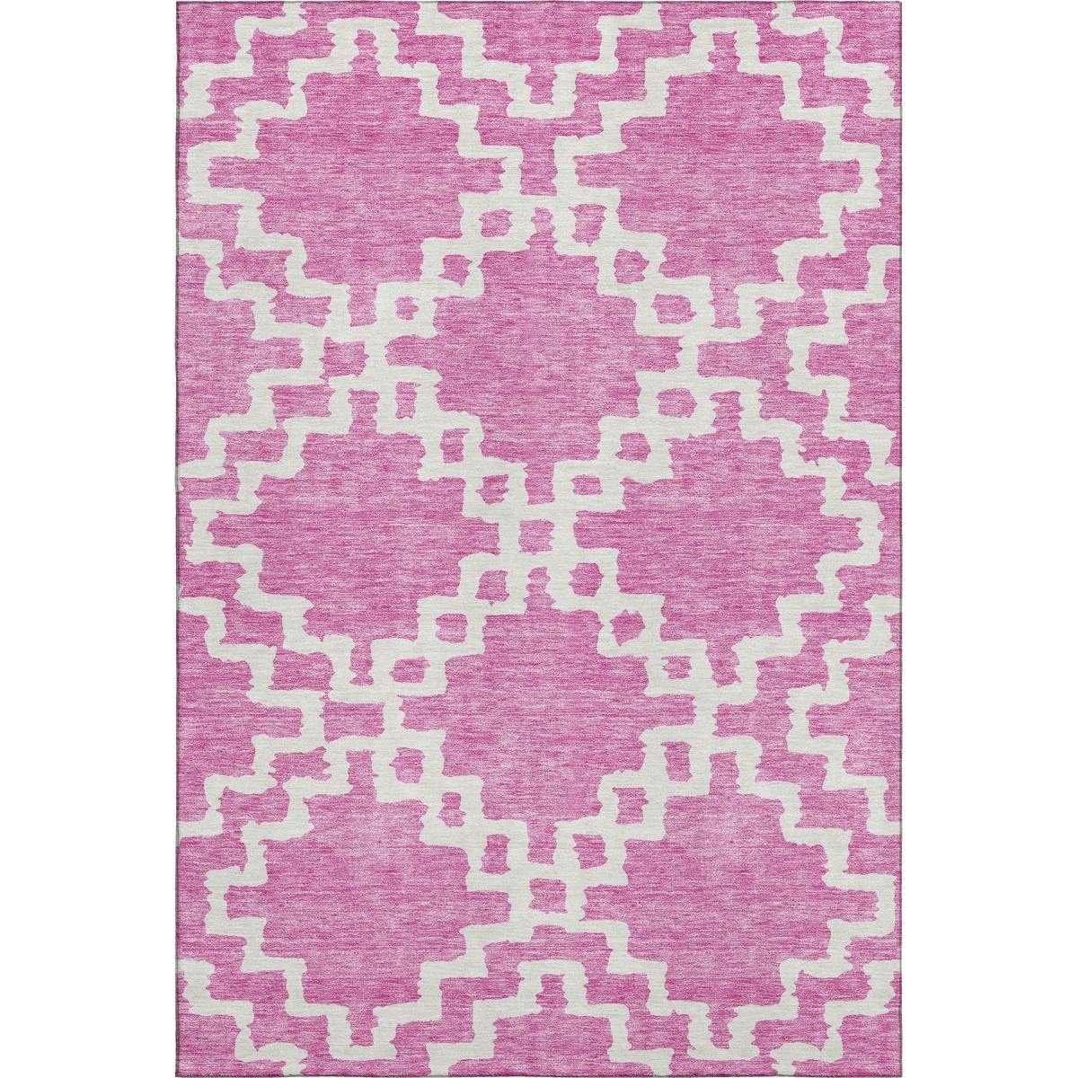 671692 5 x 8 ft. Blush & Ivory Abstract Geometric Washable Machine Made Rectangle Area Rug with UV Protection