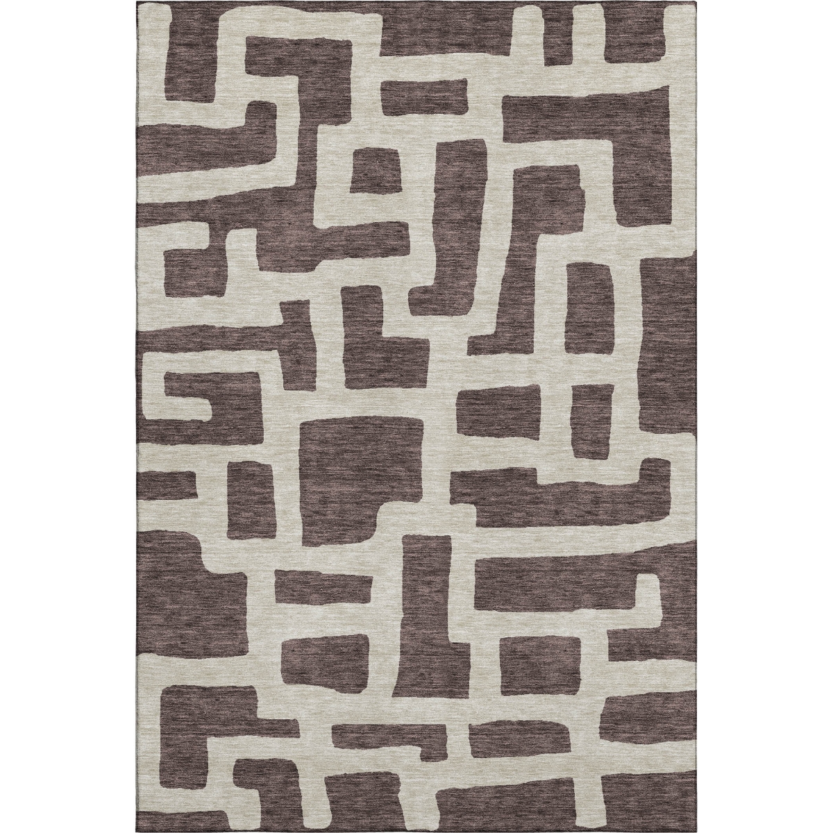 671779 9 x 12 ft. Chocolate & Beige Abstract Geometric Transitional Washable Machine Made Rectangle Area Rug with UV Protection