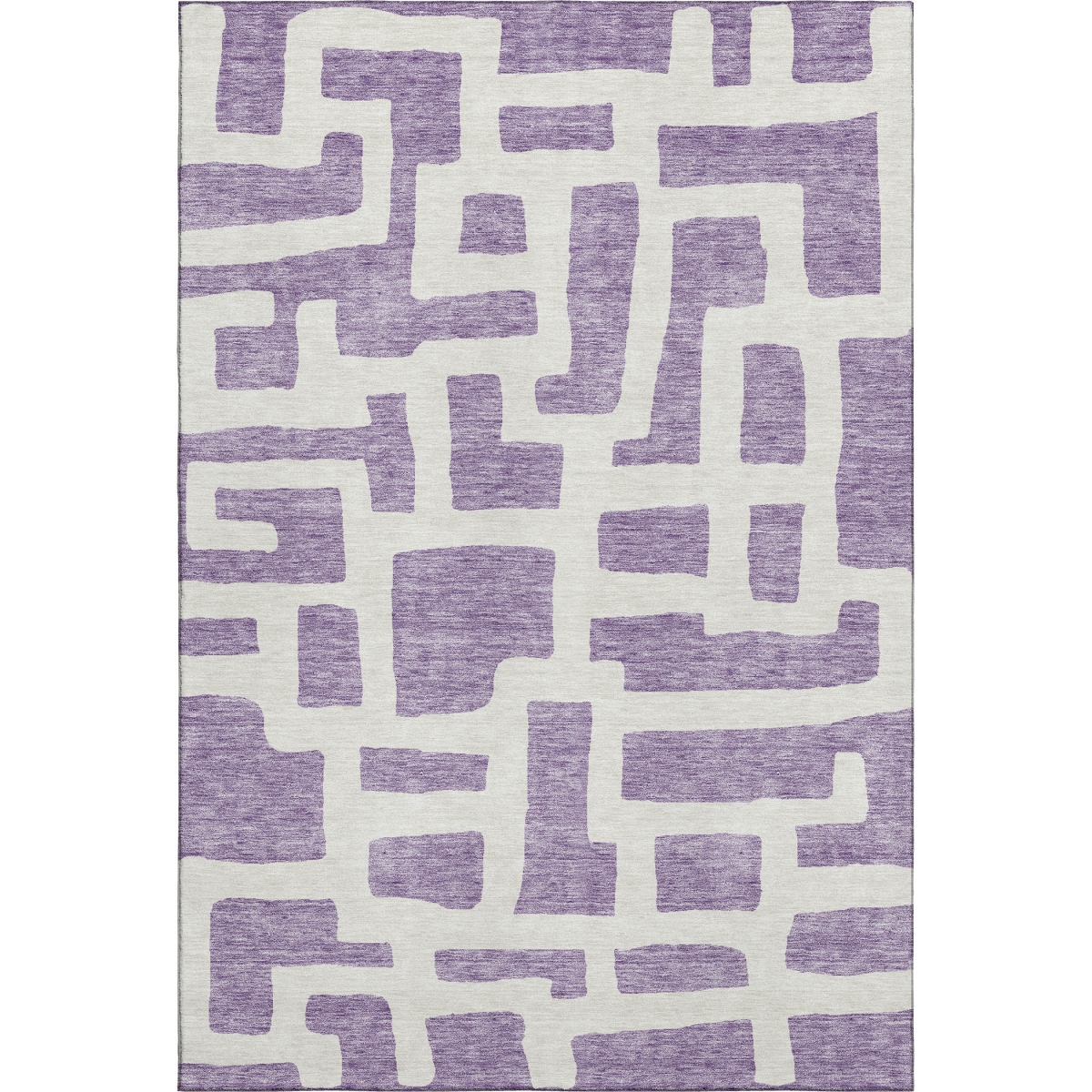 671834 10 x 14 ft. Purple & Ivory Abstract Geometric Transitional Washable Machine Made Rectangle Area Rug with UV Protection
