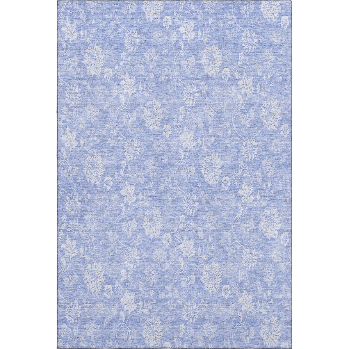 656010 10 x 14 ft. Sky Blue & Ivory Floral Transitional Washable Machine Made Rectangle Area Rug with UV Protection
