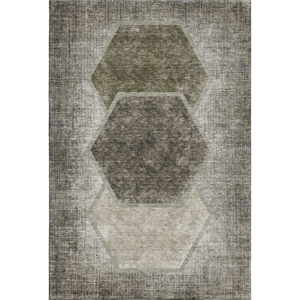 655898 5 x 8 ft. Taupe & Brown Geometric Washable Machine Made Rectangle Area Rug with UV Protection