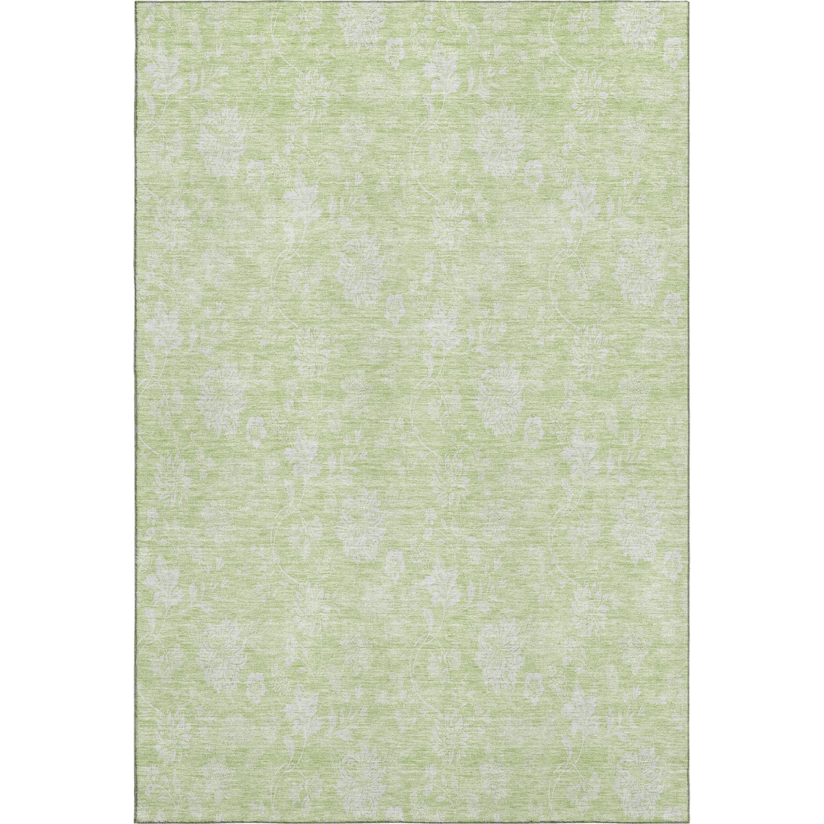 655952 5 x 8 ft. Artichoke Green & Ivory Floral Transitional Washable Machine Made Rectangle Area Rug with UV Protection