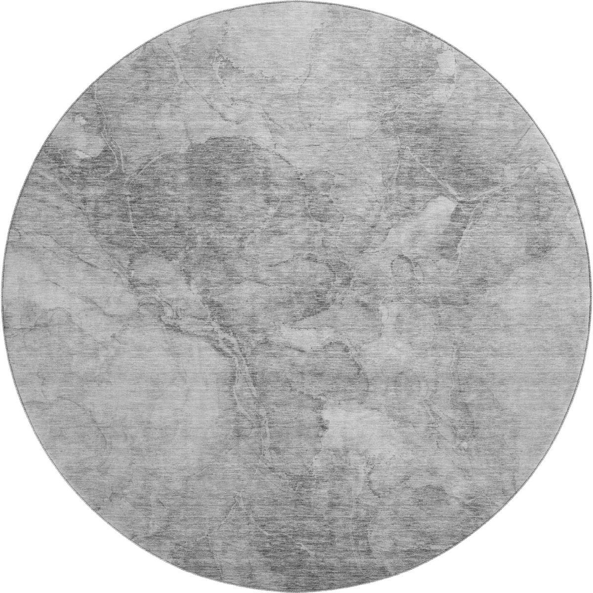 656295 8 ft. Gray & Silver Abstract Transitional Washable Round Area Rug with UV Protection