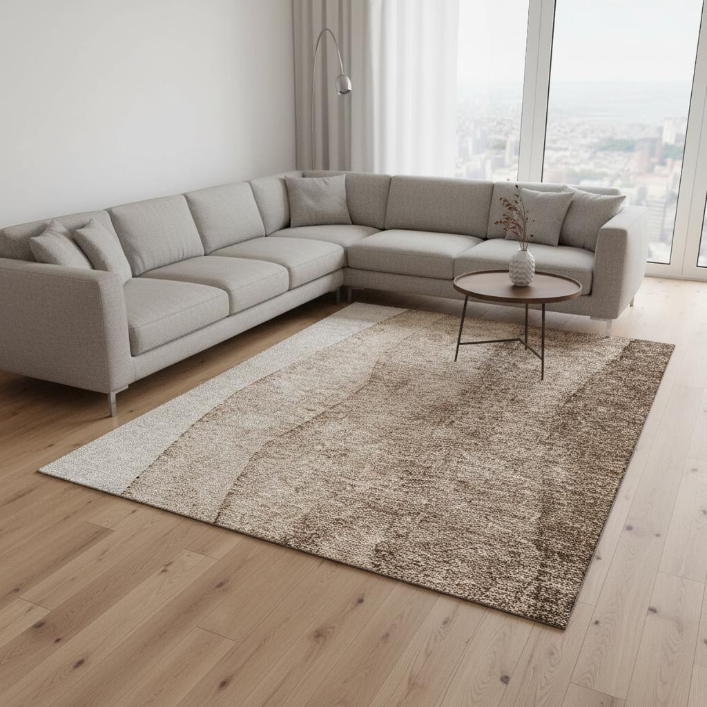 656345 9 x 12 ft. Brown & Ivory Ombre Washable Machine Made Rectangle Area Rug with UV Protection