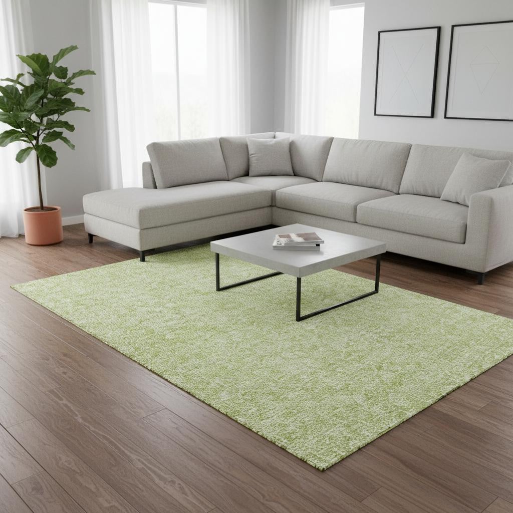 656388 10 x 14 ft. Artichoke Green & Ivory Floral Transitional Washable Machine Made Rectangle Area Rug with UV Protection