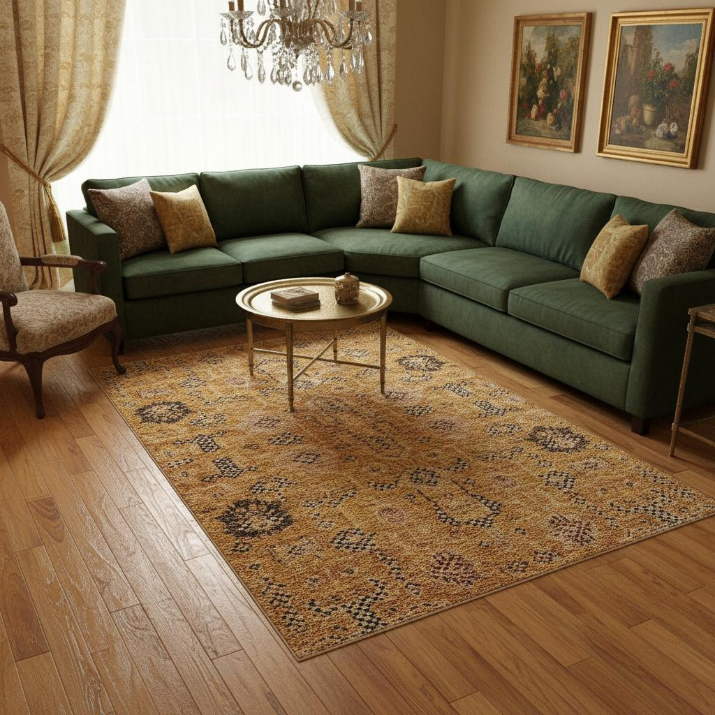 656692 9 x 12 ft. Terra Cotta Beige & Charcoal Oriental Washable Machine Made Rectangle Area Rug with UV Protection
