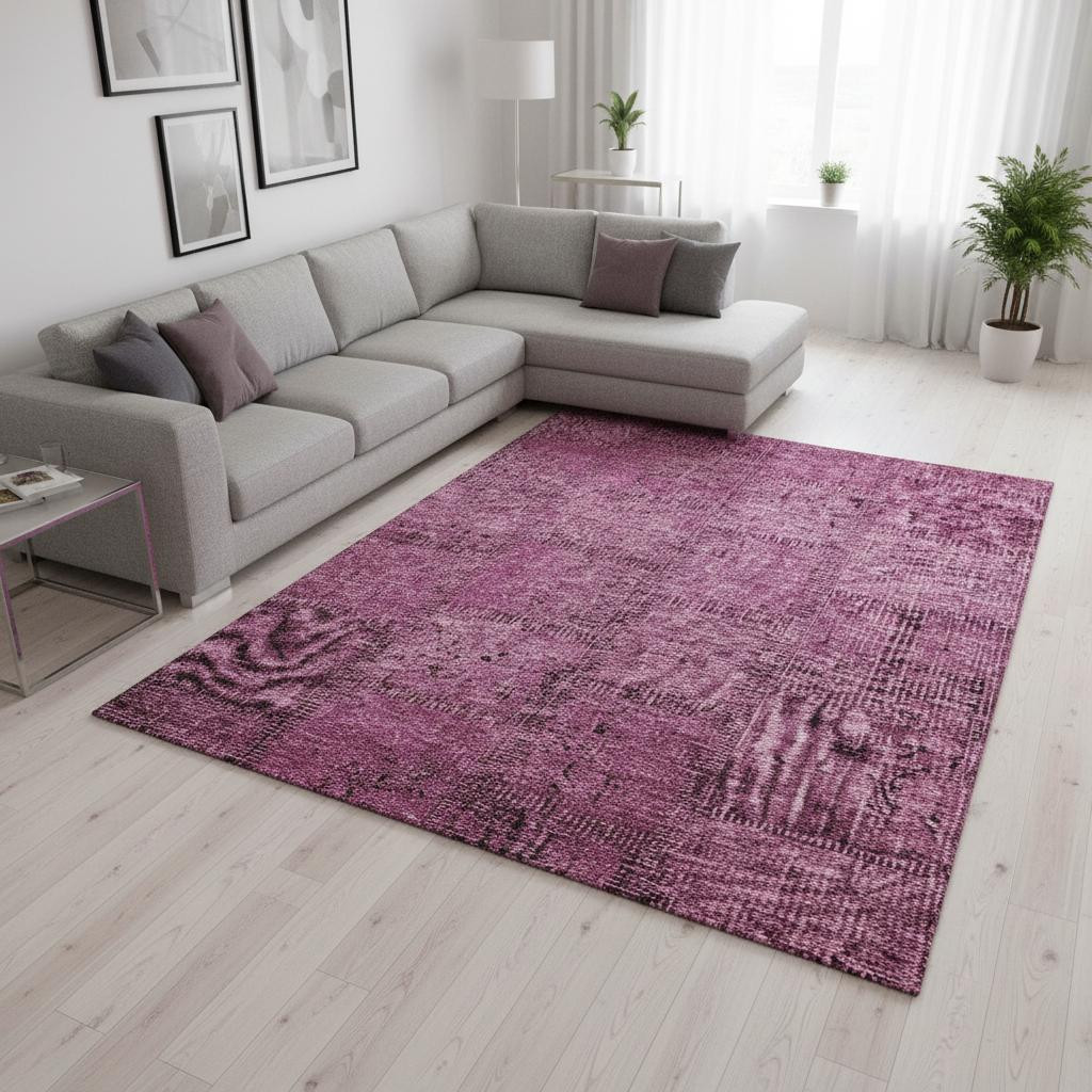 656134 8 x 10 ft. Blush & Gray Patchwork Washable Machine Made Rectangle Area Rug with UV Protection