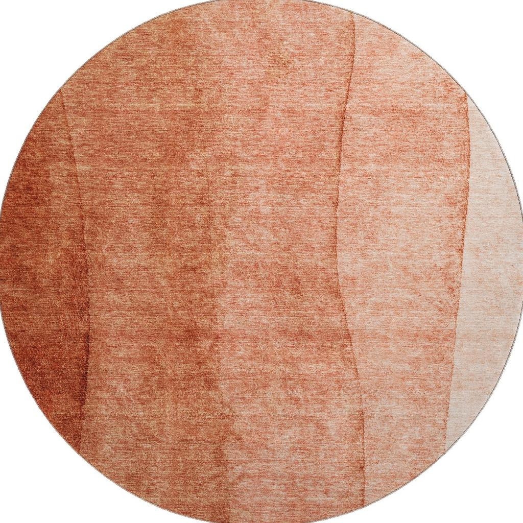 656361 8 ft. Rust & Ivory Ombre Washable Round Area Rug with UV Protection