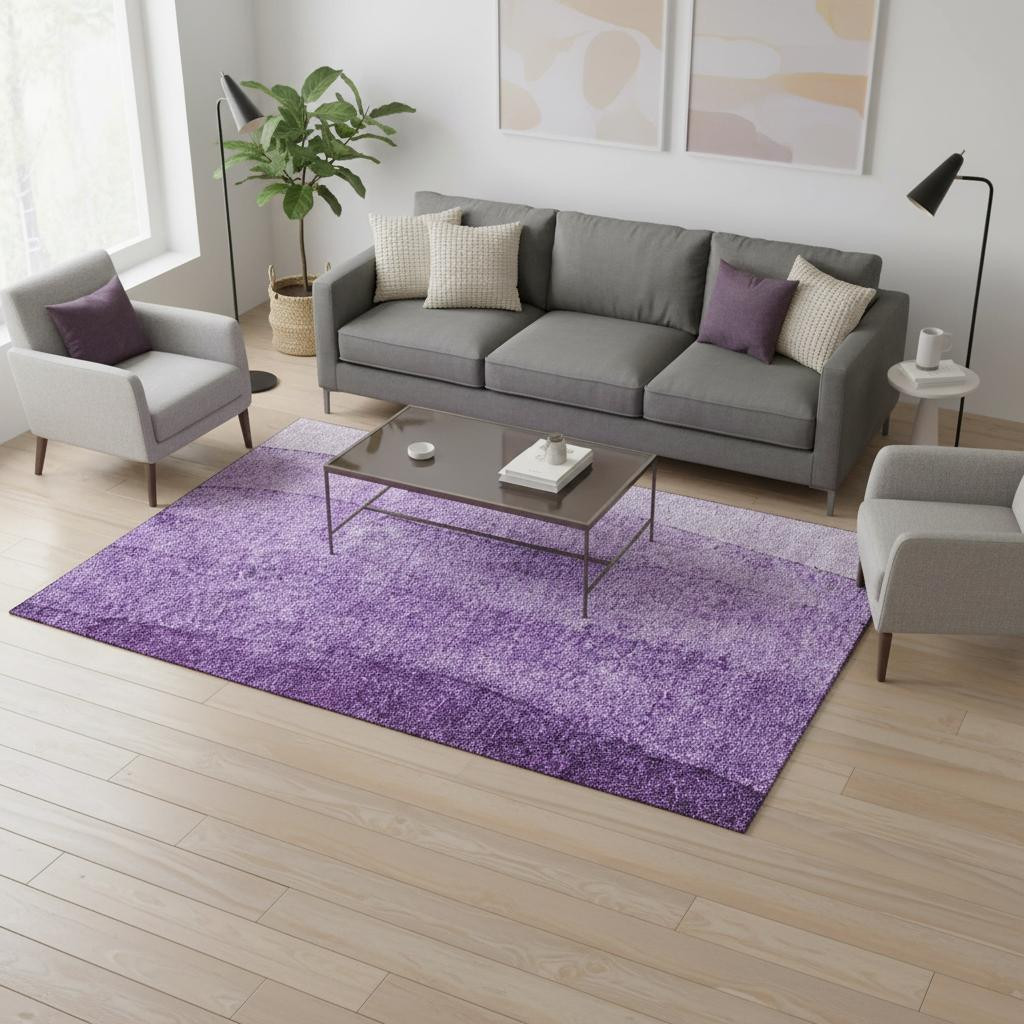 656366 5 x 8 ft. Purple & Ivory Ombre Transitional Washable Machine Made Rectangle Area Rug with UV Protection