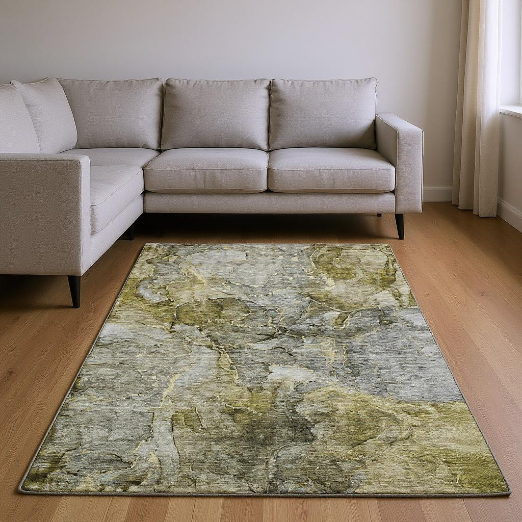 656339 9 x 12 ft. Taupe & Brown Abstract Washable Machine Made Rectangle Area Rug with UV Protection
