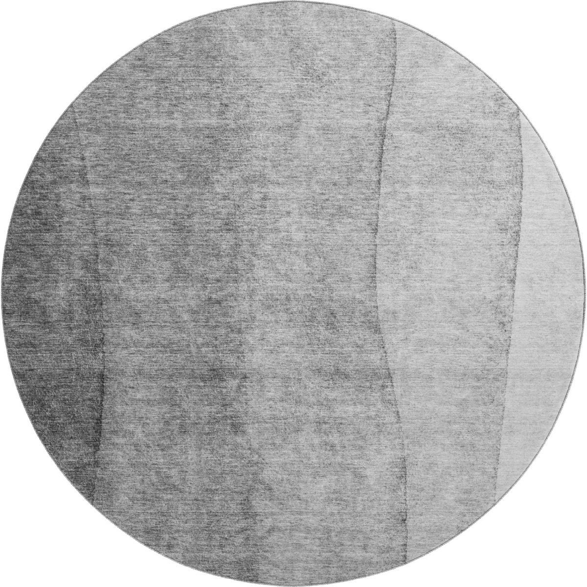 656349 8 ft. Gray & Silver Ombre Transitional Washable Round Area Rug with UV Protection