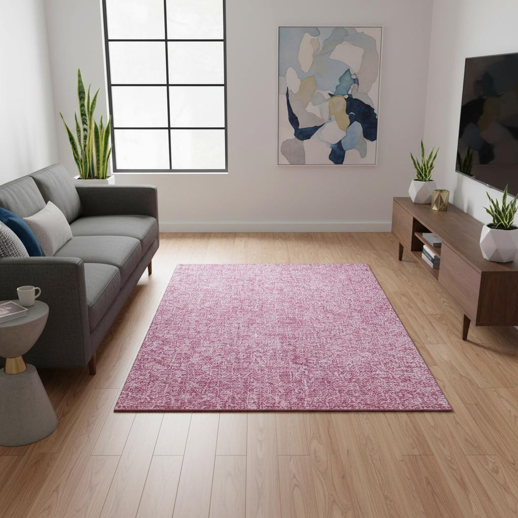 656396 5 x 8 ft. Blush & Ivory Floral Transitional Washable Machine Made Rectangle Area Rug with UV Protection