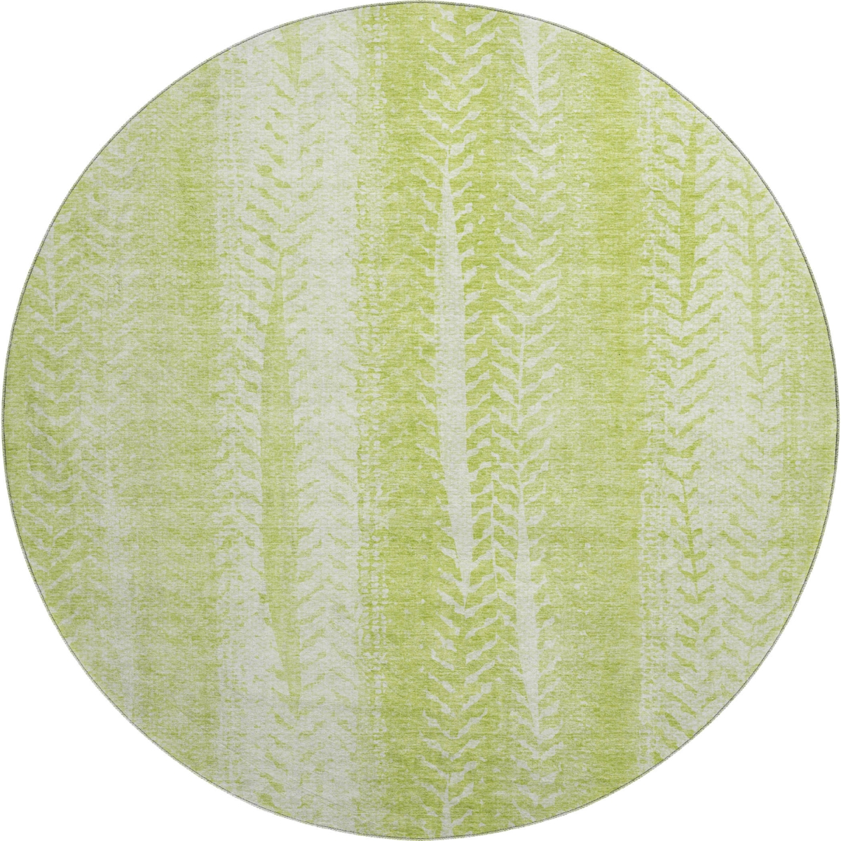 656504 8 ft. Artichoke Green & Ivory Striped Transitional Washable Round Area Rug with UV Protection
