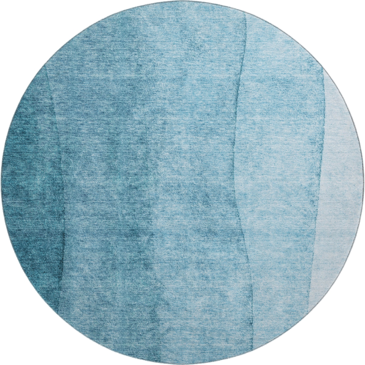 656373 8 ft. Teal & Ivory Ombre Transitional Washable Round Area Rug with UV Protection