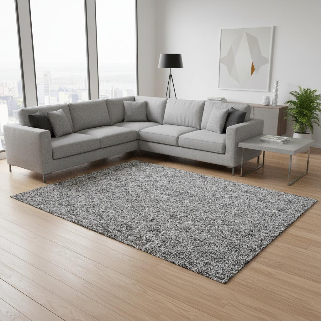 656824 9 x 12 ft. Gray & Silver Floral Transitional Washable Machine Made Rectangle Area Rug with UV Protection