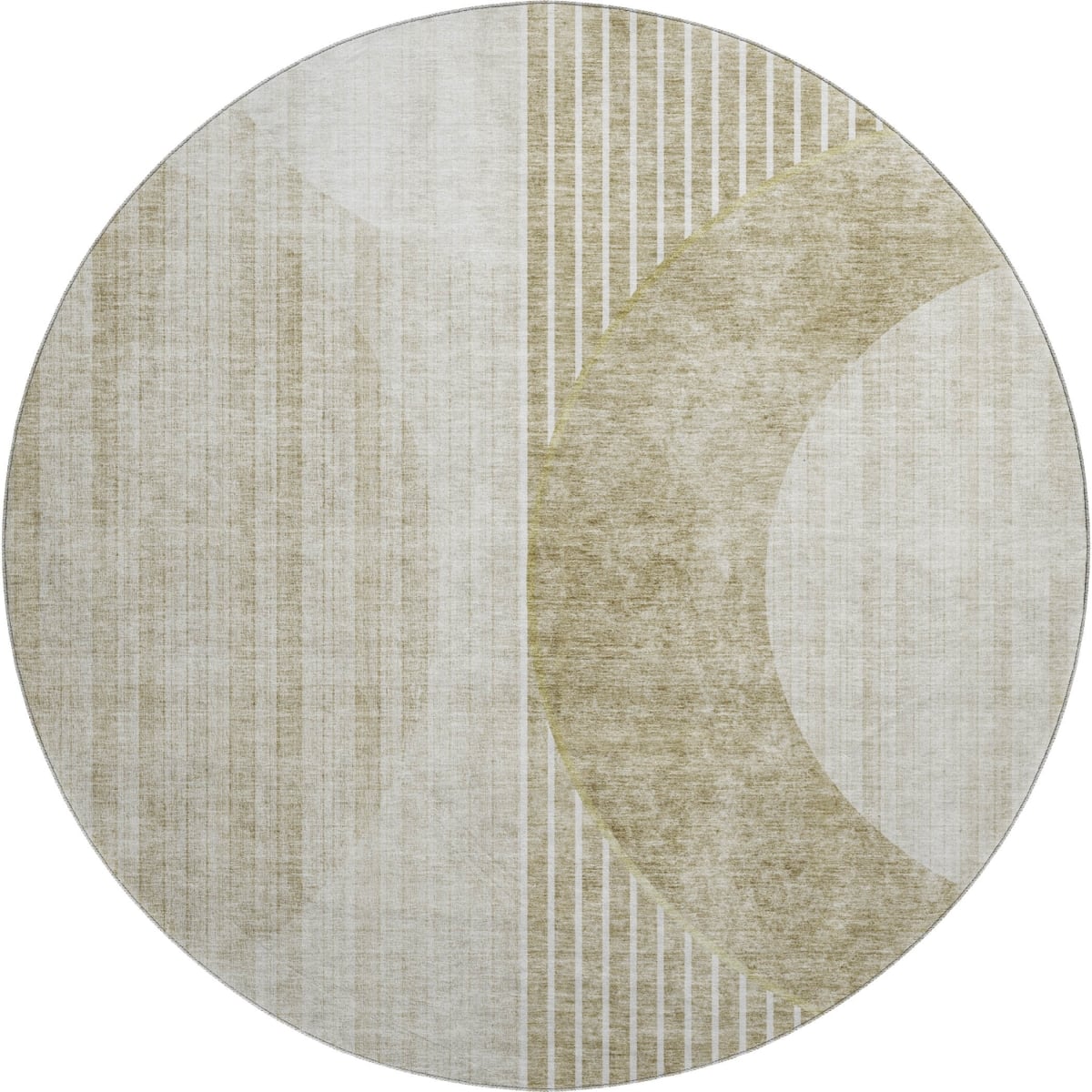 655755 8 ft. Taupe & Beige Geometric Transitional Washable Round Area Rug with UV Protection