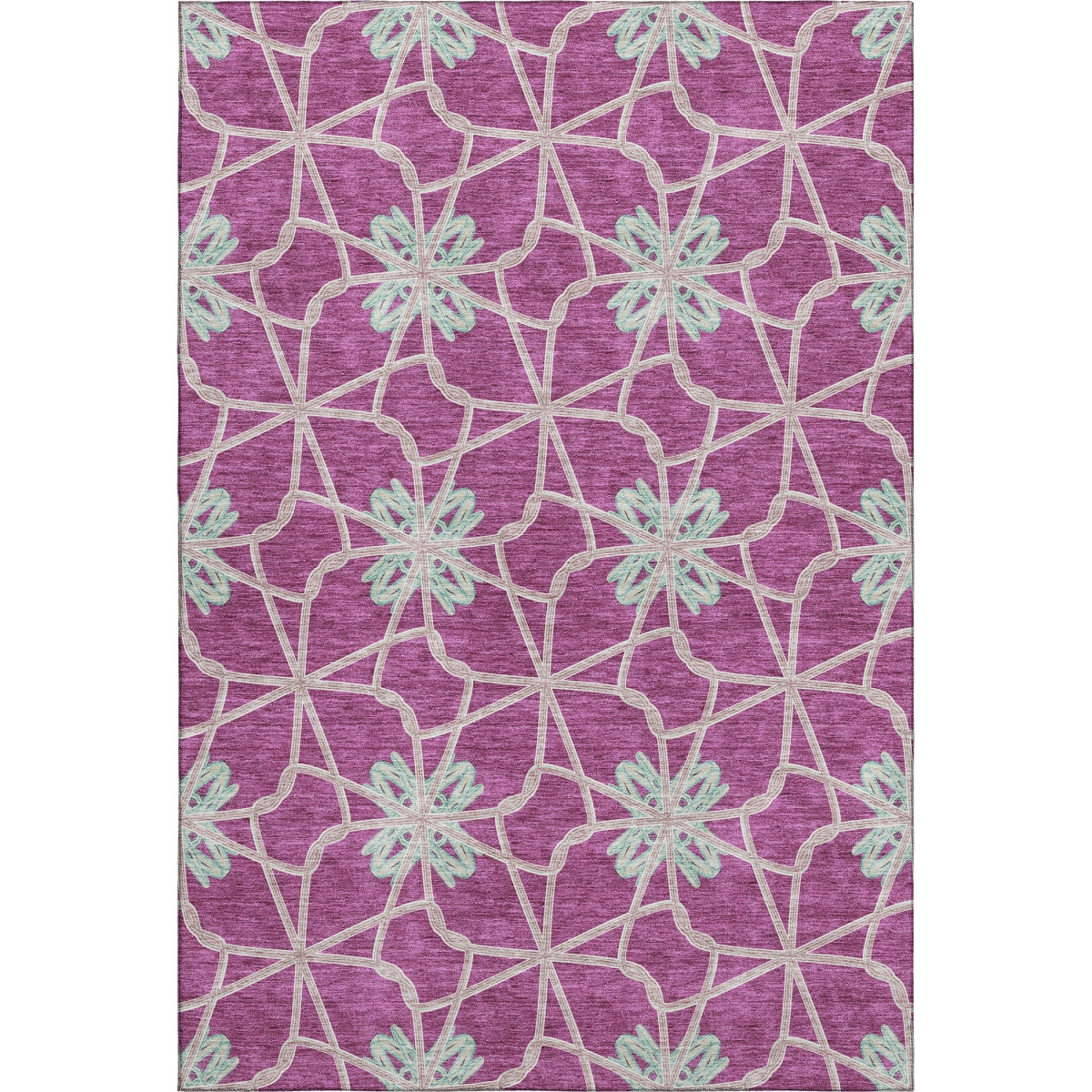 675912 10 x 14 ft. Blush Ivory & Beige Geometric Washable Machine Made Rectangle Area Rug with UV Protection