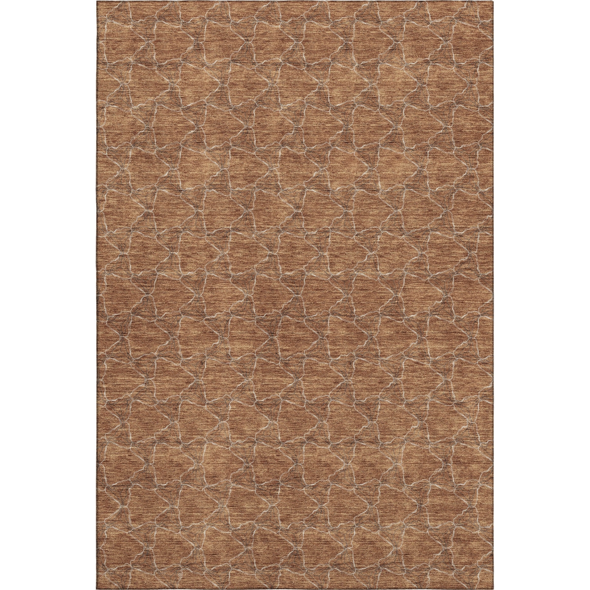 676064 5 x 8 ft. Rust & Ivory Geometric Transitional Washable Machine Made Rectangle Area Rug with UV Protection