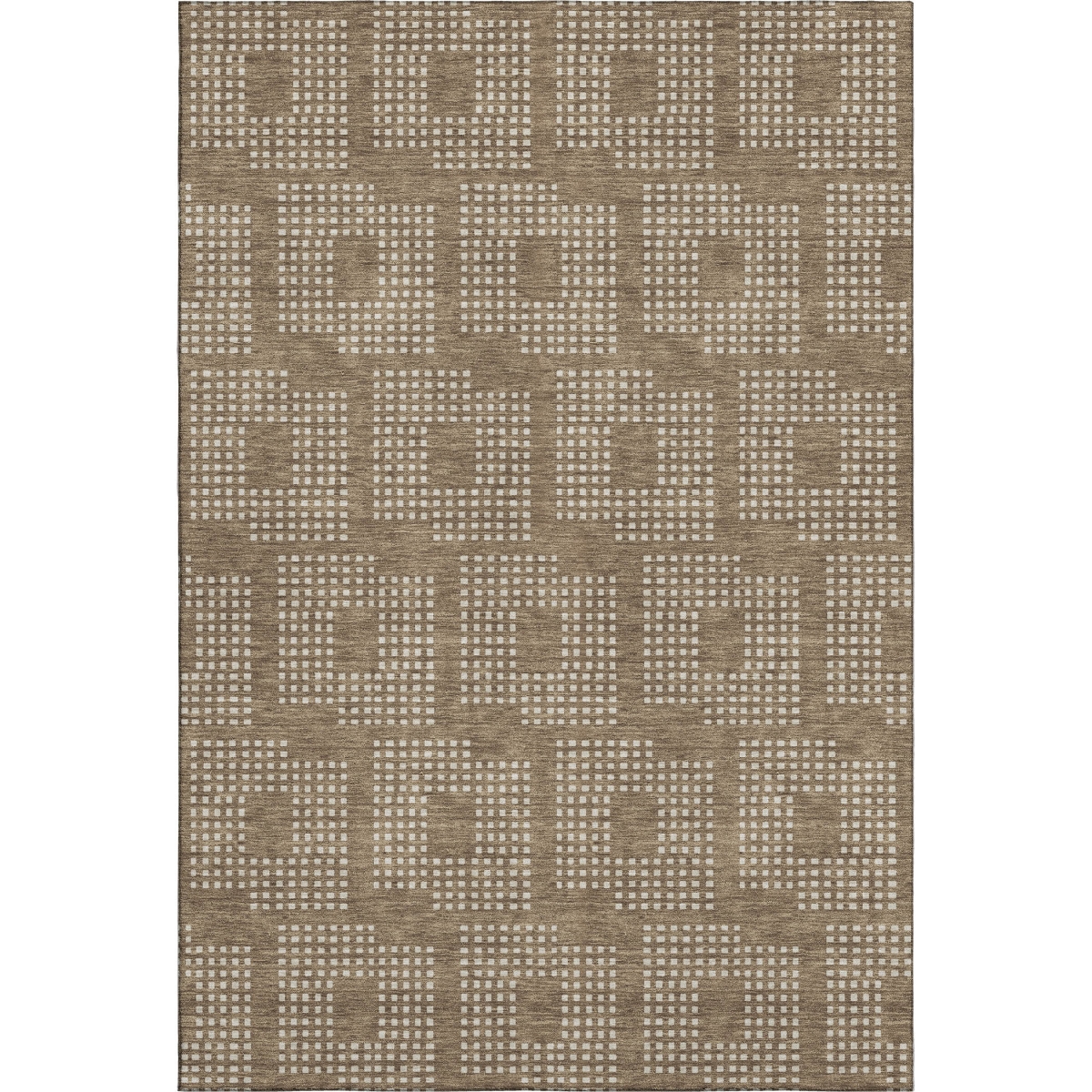 670699 9 x 12 ft. Brown & Ivory Geometric Transitional Washable Machine Made Rectangle Area Rug with UV Protection