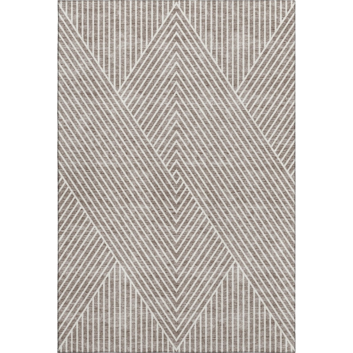 674666 5 x 8 ft. Taupe & Ivory Geometric Transitional Washable Machine Made Rectangle Area Rug with UV Protection
