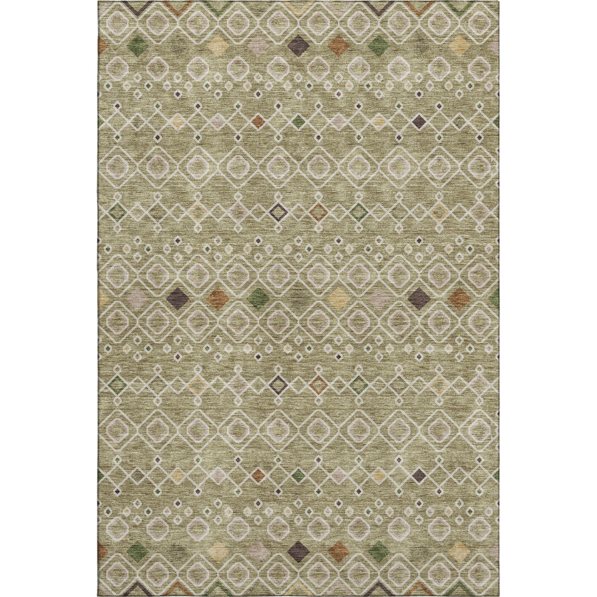 674741 9 x 12 ft. Sage Beige & Gold Southwestern Washable Machine Made Rectangle Area Rug with UV Protection