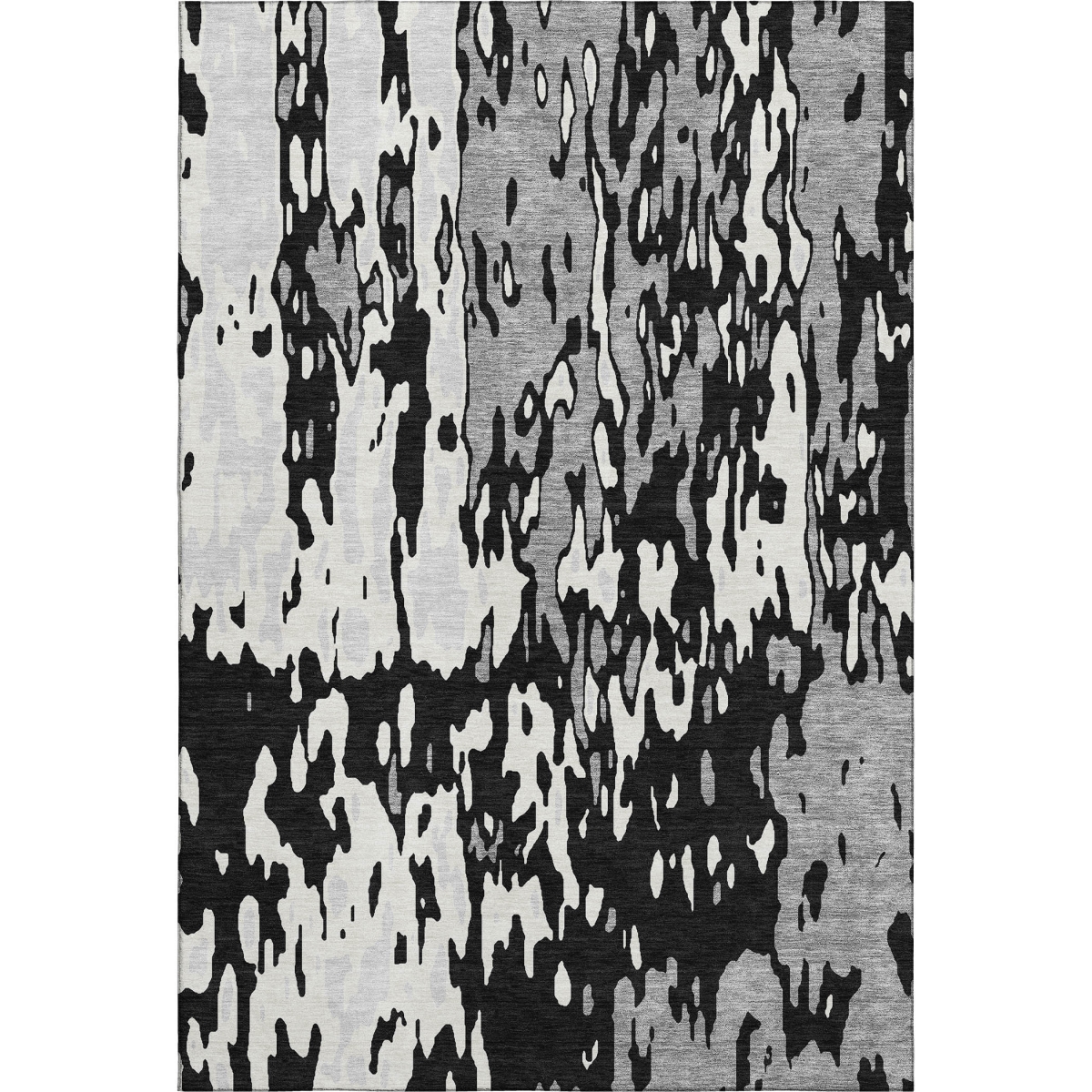 675827 9 x 12 ft. Black Ivory & Gray Abstract Transitional Washable Machine Made Rectangle Area Rug with UV Protection