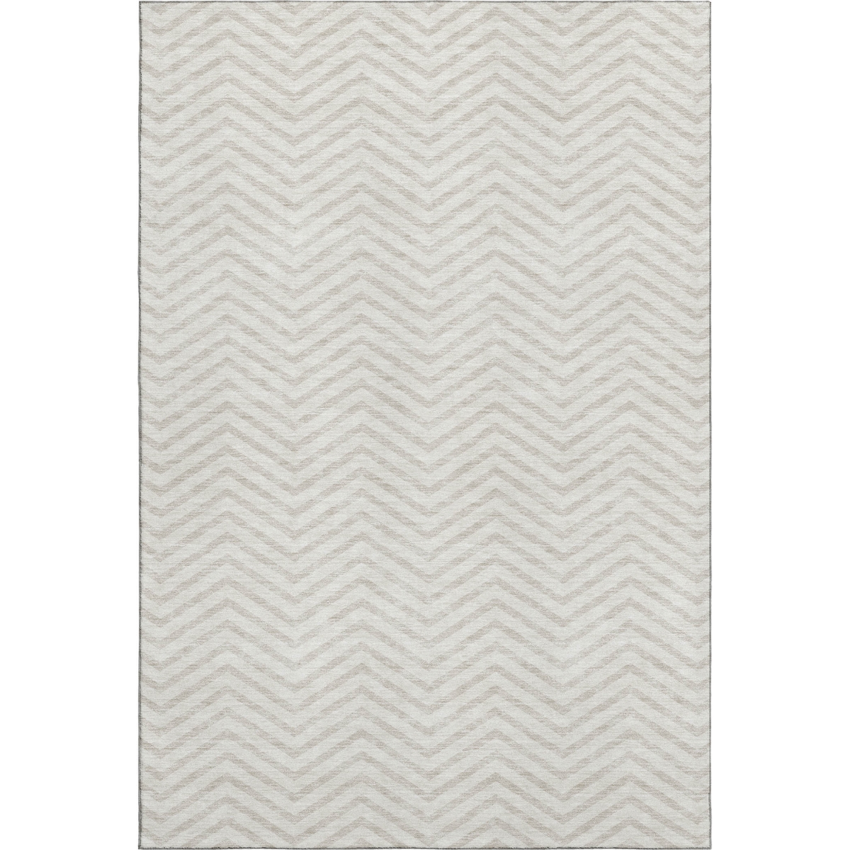 674253 5 x 8 ft. Ivory & Beige Chevron Transitional Washable Machine Made Rectangle Area Rug with UV Protection