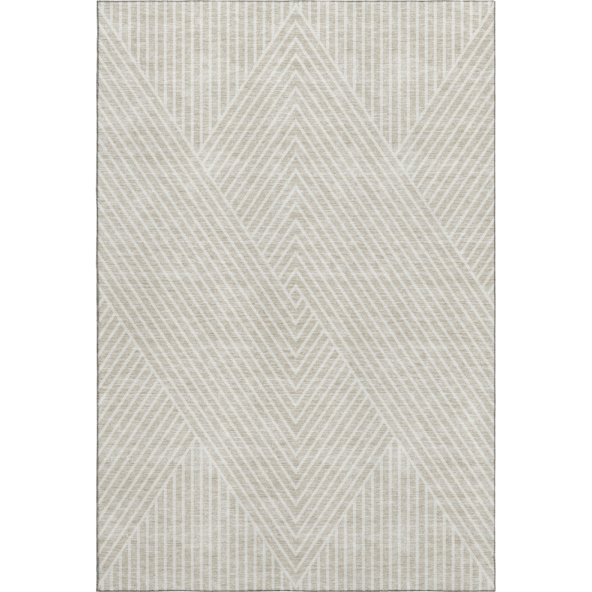 674628 10 x 14 ft. Beige & Ivory Geometric Transitional Washable Machine Made Rectangle Area Rug with UV Protection