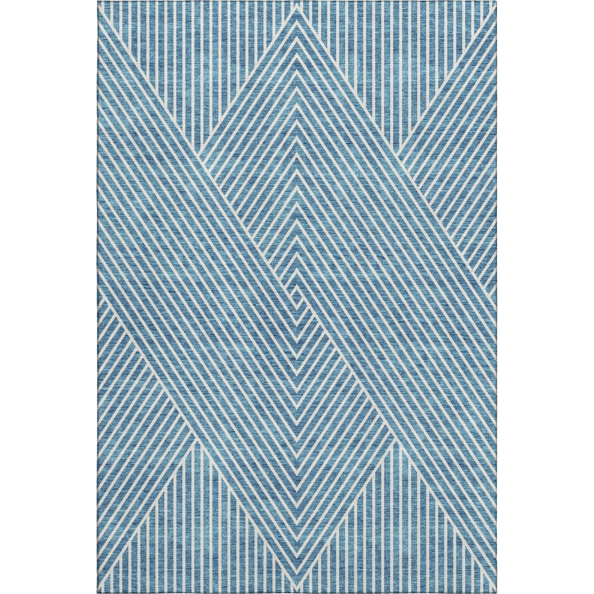 674674 8 x 10 ft. Teal & Ivory Geometric Transitional Washable Machine Made Rectangle Area Rug with UV Protection