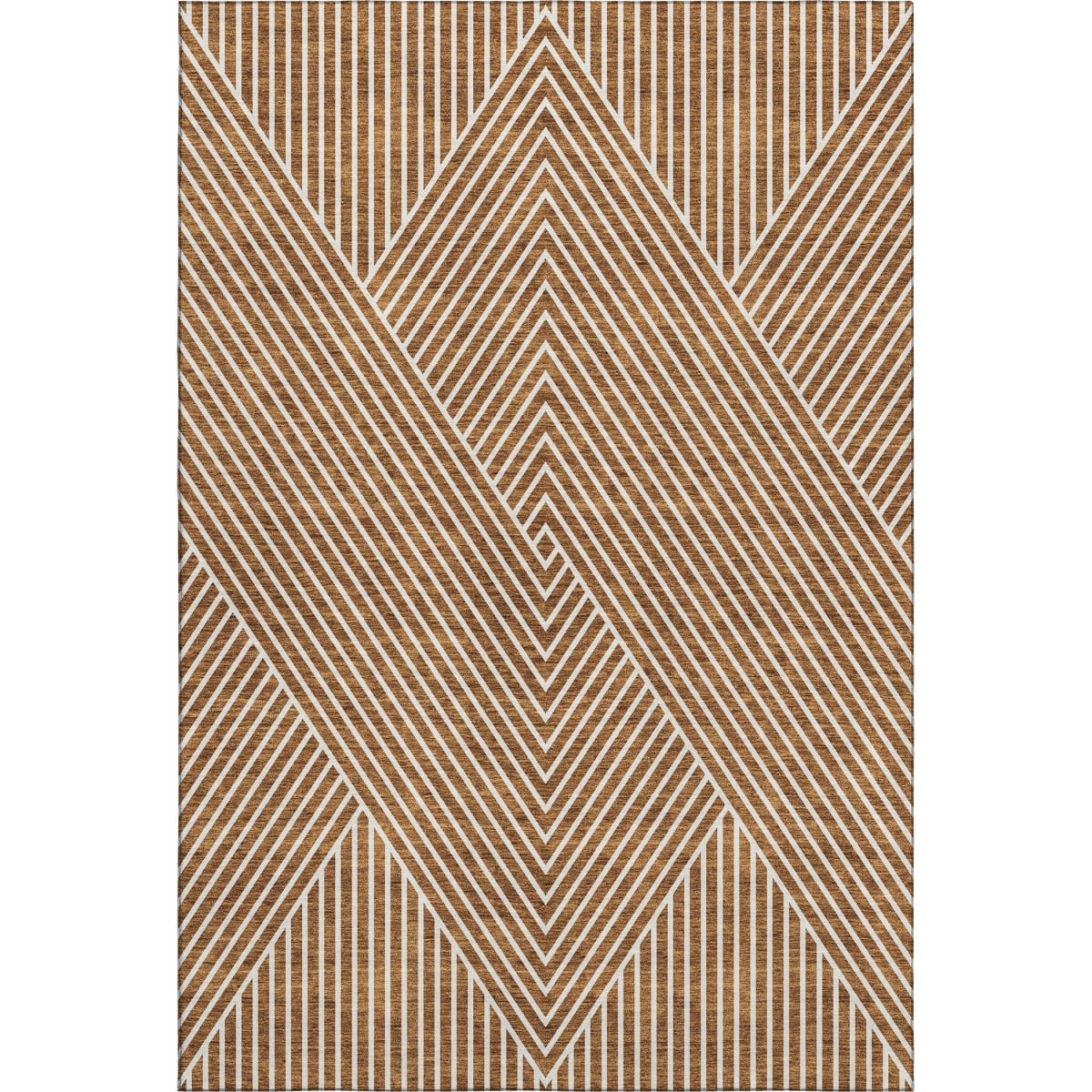 674680 8 x 10 ft. Terra Cotta & Ivory Geometric Transitional Washable Machine Made Rectangle Area Rug with UV Protection
