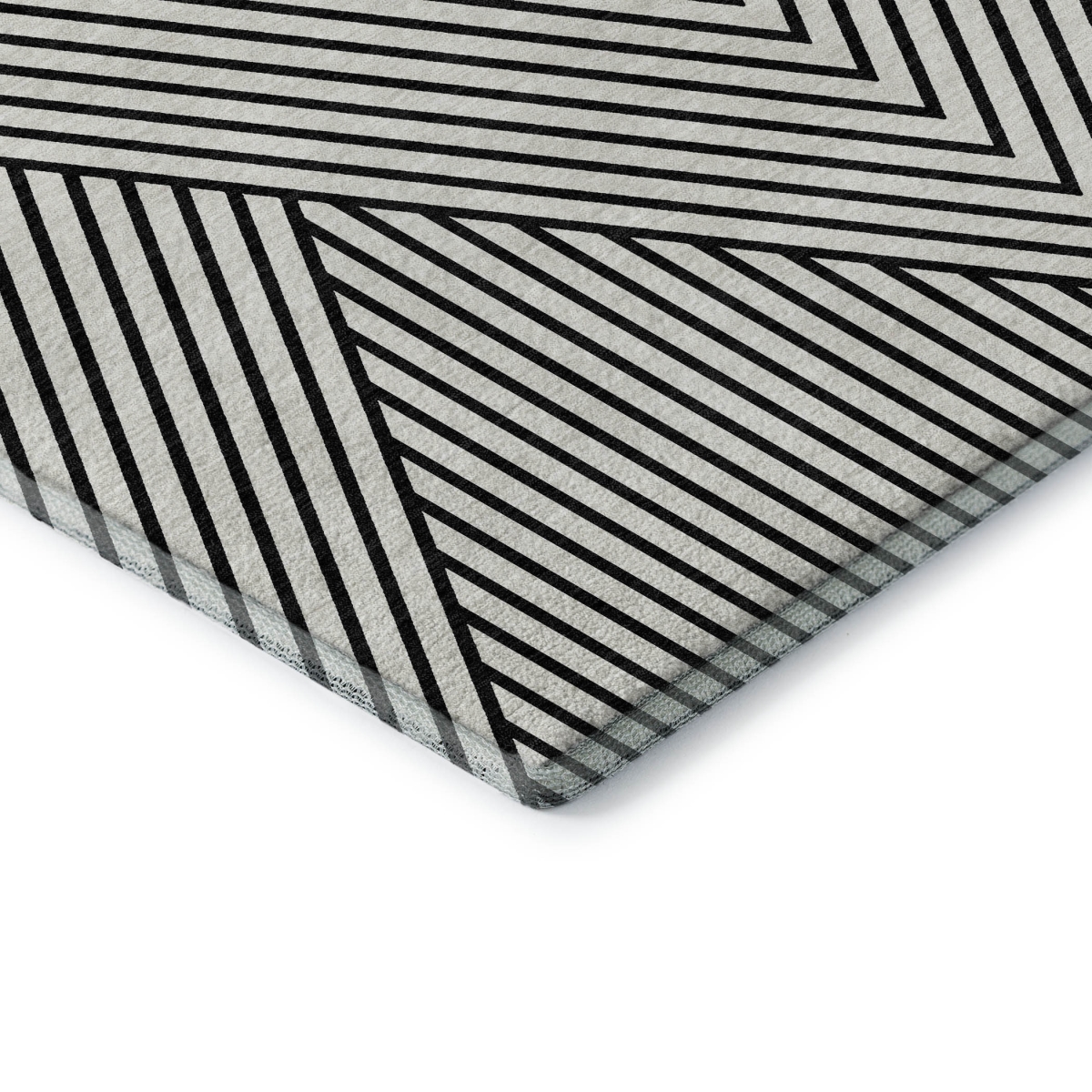 674686 8 x 10 ft. White & Black Geometric Transitional Washable Machine Made Rectangle Area Rug with UV Protection