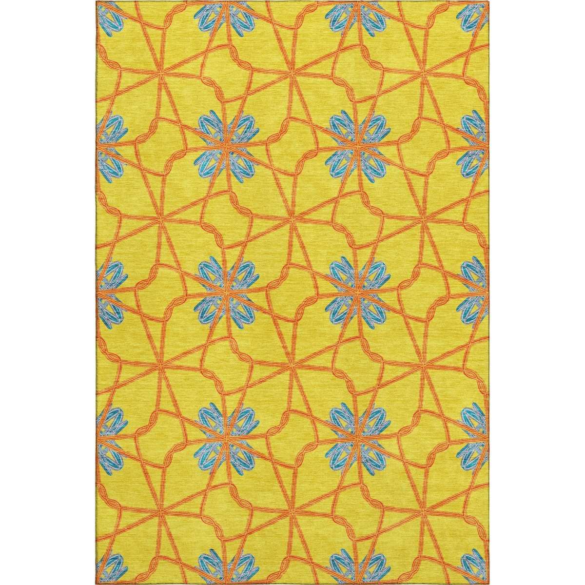 675954 10 x 14 ft. Yellow Blue & Red Geometric Washable Machine Made Rectangle Area Rug with UV Protection