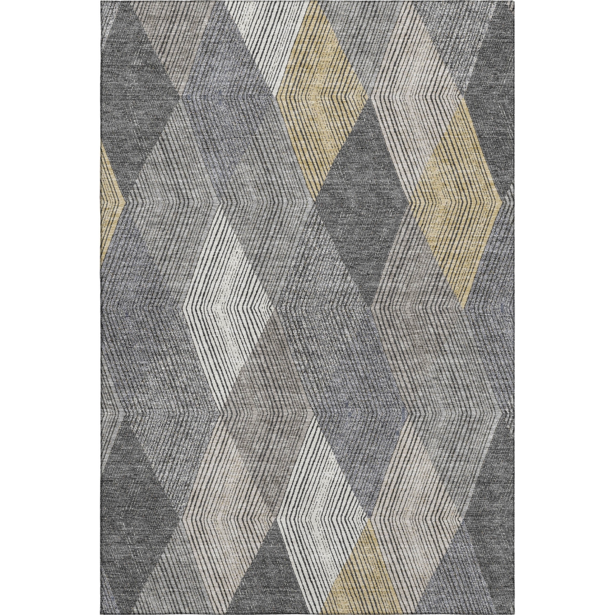 676217 9 x 12 ft. Pewter Gold & Ivory Geometric Washable Machine Made Rectangle Area Rug with UV Protection