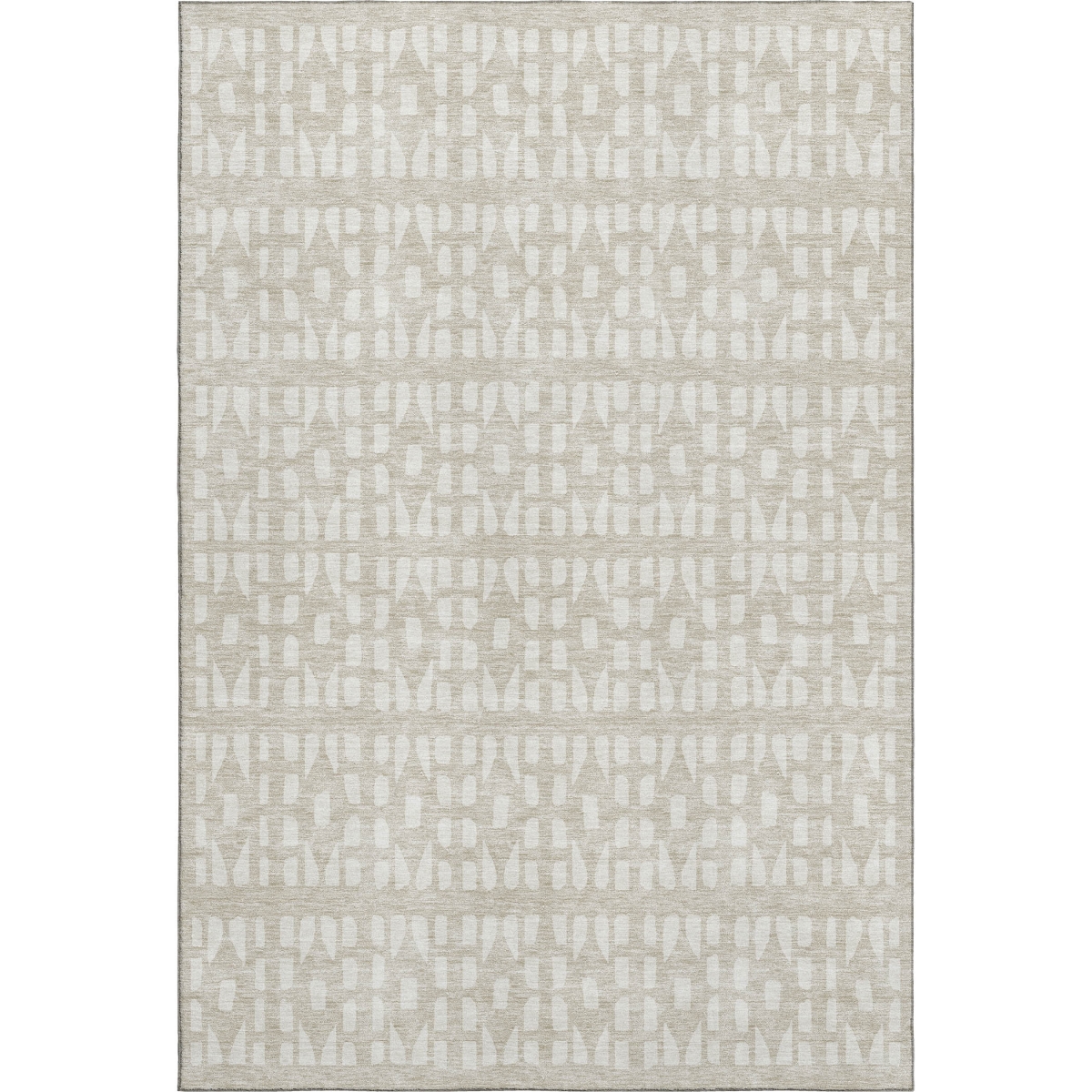676244 5 x 8 ft. Beige & Ivory Geometric Transitional Washable Machine Made Rectangle Area Rug with UV Protection